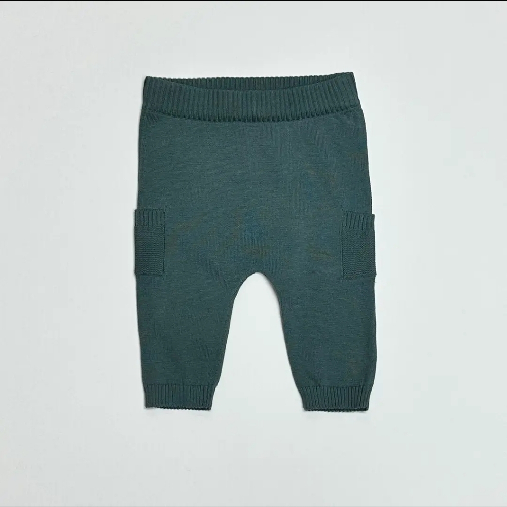 Knit Baby Cargo Pocket Pants — Stone